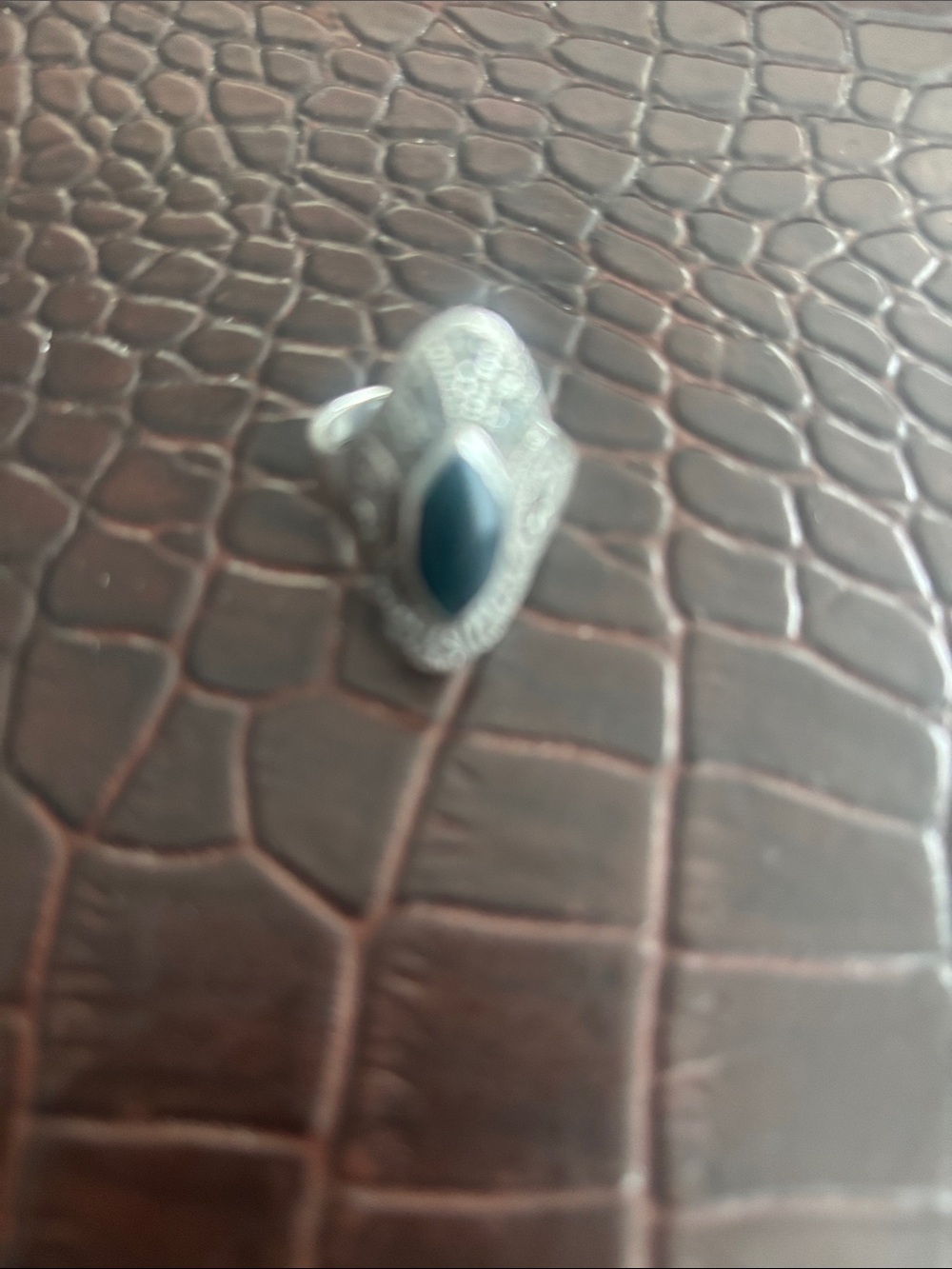 Silver-Tone Women's Statement Ring with Black Onyx Stone